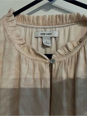 Nine West Blush Pink Ruffle Neck Button dress
